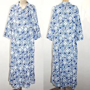 ISAAC MIZRAHI Linen-Blend  3/4 Sleeves  Pockets 51" Long  Shirt  Dress  sz XL - Picture 1 of 13