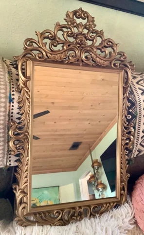 Vtg Burwood Gold Wall Mirror Hollywood Regency 31” x 19” #4001 MCM mid Century Cover