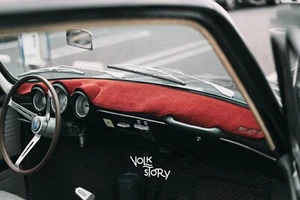 VW TYPE 3 DASH MAT DASHBOARD COVER VELOUR RED COLOR FLAT 4 LHD - Picture 1 of 7
