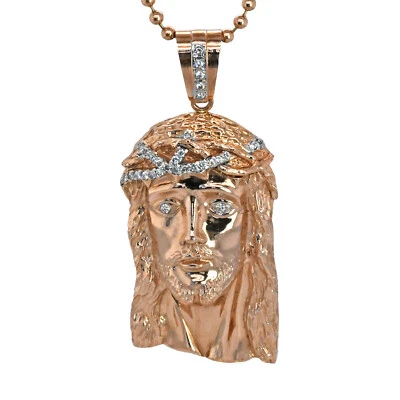 Pingente e corrente de ouro rosa 14K 2,00 CTW diamante peça Jesus 27" - Rapper Ludacris - Imagem 1 de 4