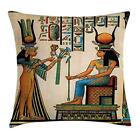 Egyptian Print Throw Pillow Cushion Cover, Old Papyrus Depicting Queen Nefert...