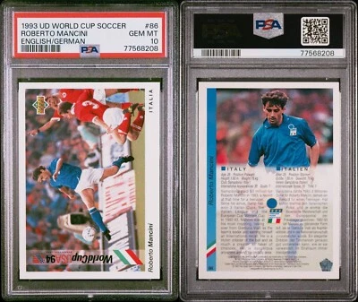 Copa Mundial de Fútbol 1993 Upper Deck #86 Roberto Mancini inglés/alemán PSA 10 Pop 1 Foto 1 de 2