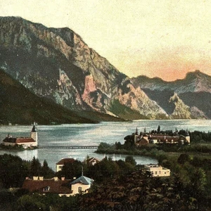 c.1910 Athlophoros Searles Remedy Postcard Gmunden Austria Schloss Ort Traunsee - Imagen 1 de 3