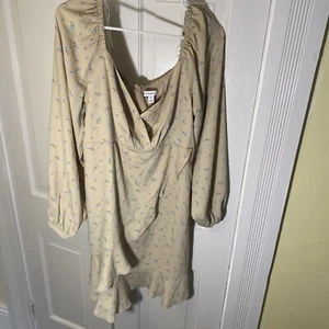 AND NOW THIS New Puff Sleeves Tan Floral Maxi Dress XL Peasant Prairie Boho - Picture 1 of 9