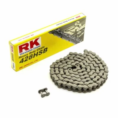 Motorcycle Chain Kit > RK 428HSB Carbon Alloy Steel Heat Treated 428 X 120 Links - Image 1 of 4
