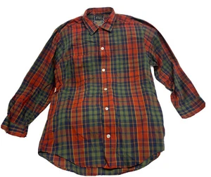 Vintage 50s 60s Sears Perma Prest Premiere Collection Loop Collar Plaid Shirt - Picture 1 of 5