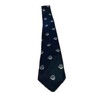 Wild Attire Ships Ahoy Necktie Navy Blue Vtg - Picture 1 of 7