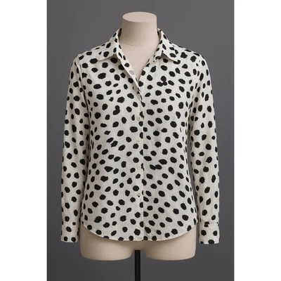 Camisa para mujer Y2K Liz Claiborne talla M blanca negra pana dálmata indie años 2000 Foto 1 de 4