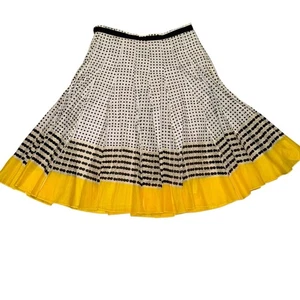 Falda midi Focus Life Style plisada acampanada blanca negra amarilla 100 % algodón talla 4 - Imagen 1 de 12