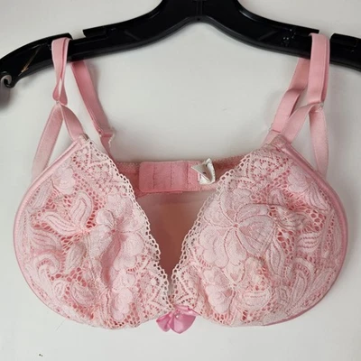 Sujetador push up Frederick's Of Hollywood para mujer rosa de encaje con tiras talla 34D Foto 1 de 4