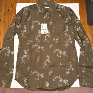 Camicia uomo Helmut Lang NN07 Paul Smith stampa marrone nuova $395 taglia small A.P.C AMI - Foto 1 di 8