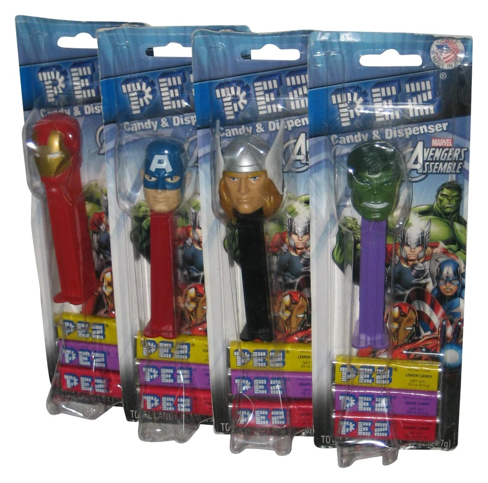 Lote de juguetes de caramelos Pez de Marvel Avengers Assemble - (Hulk, Thor, Iron Man y Captain Am Foto 1 de 1