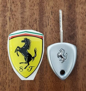 Ferrari Silver Key Engraved TRW Sipea and Ferrari Resin 1.5"x 2" Sticker Emblem - Picture 1 of 22