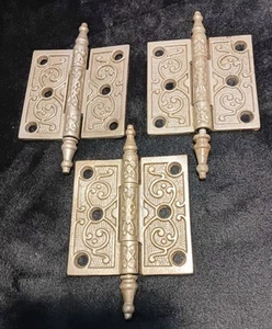 Lot of 3 Butt Hinges Ornate Victorian Hinges 3 x3 - Picture 1 of 8