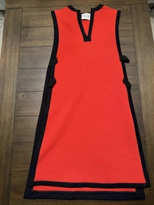 Vintage Butte Knit Dress Womens Medium Red Black Trim Mod Jumper 60s Sleeveless - Picture 1 of 6