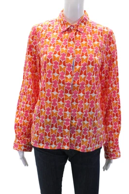 Топ J. Mclaughlin женский хлопок с воротником абстрактный принт на пуговицах оранжевый размер S - Изображение 1 из 4