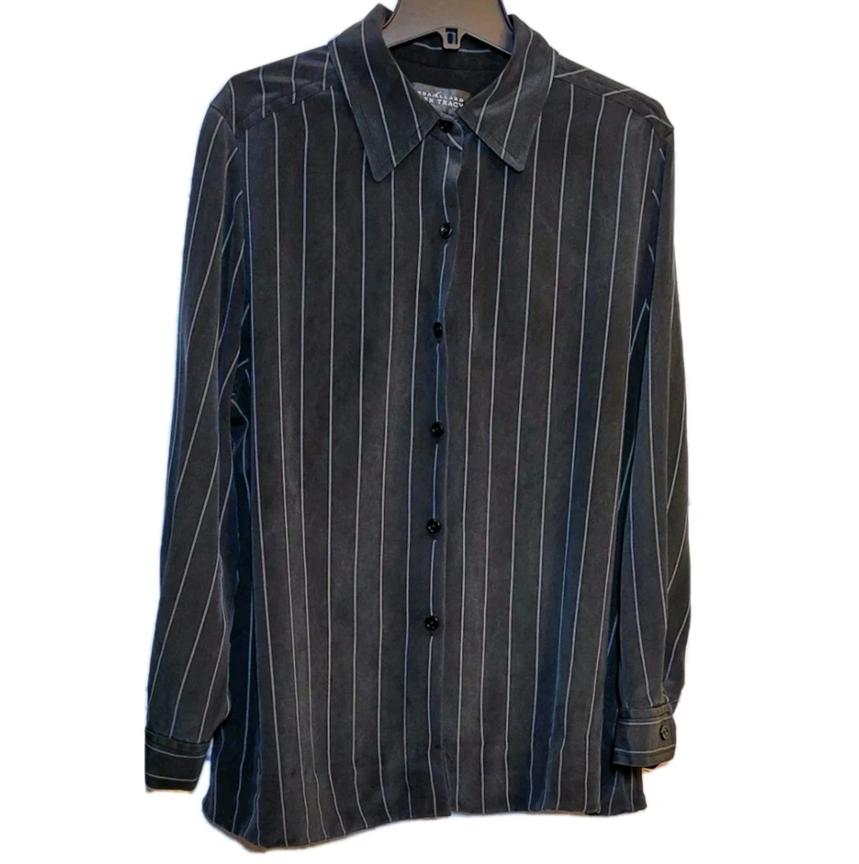 Linda Allard Ellen Tracy шелковая блузка кнопка спереди туника рубашка с черный размер 18  - Изображение 1 из 4