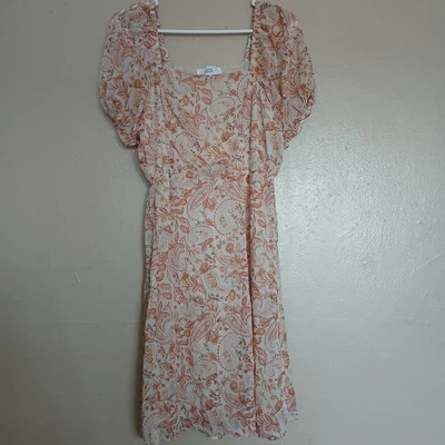Vestido Lucky Brand Mediano Floral Babydoll Calado Manga Abullonada Cottage Core Boho Foto 1 de 4