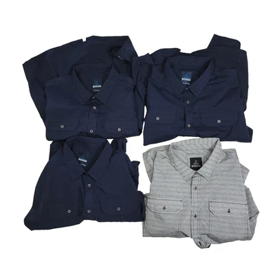 Lote de 4 camisas Prana para hombre gris azul con cuello abotonado ropa de trabajo camisa de negocios Foto 1 de 4