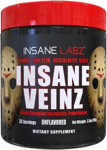 Insane Labz Insane Veinz Stim-Free Pumps Nitric Oxide Pre-Workout 4 Flavors New - Picture 1 of 12