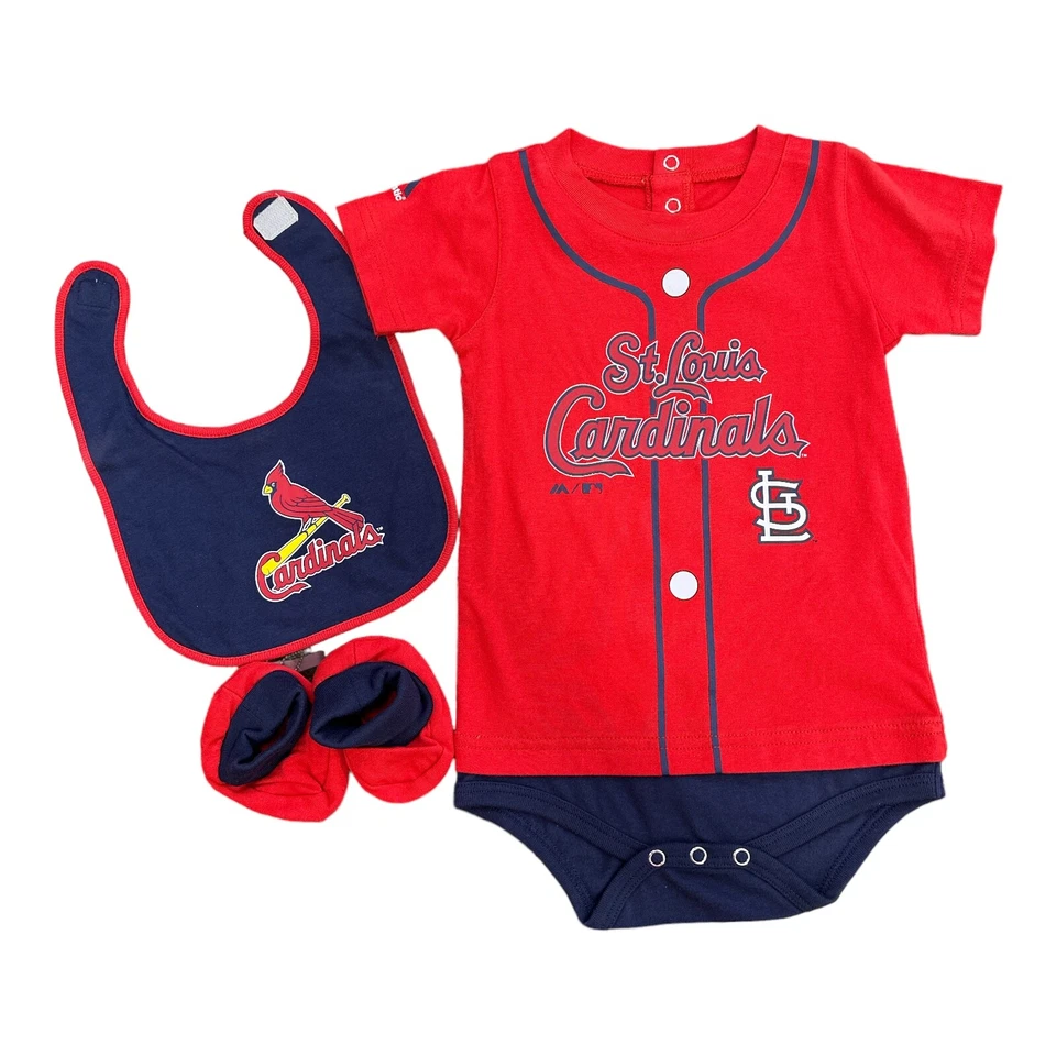 Majestic St. Louis Cardinals Bodysuit, Bib and Sock Set - Image 1 of 1