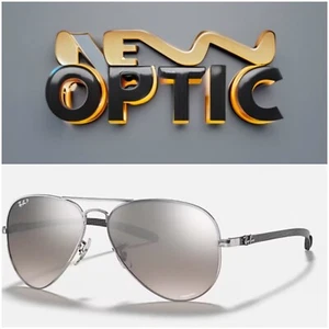 RayBan CHROMANCE FIBRA DE CARBONO Silver Mirror RB8317CH 003/5J Polarized New - Bild 1 von 5