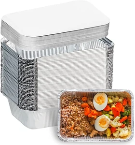 Aluminum Pans with Lids (50-Pack, 8.5"×6") 2.25 LB Capacity Foil Food Containers - Picture 1 of 12