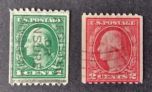 USA 1914 SG448/449 SC# 441/442 P10 x Imperf Coils Used - Picture 1 of 2