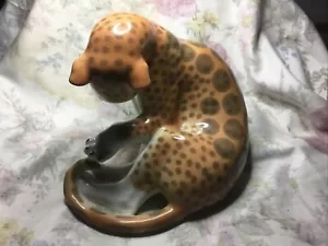 More details for russian lomonosov porcelain pottery large cheetah  or leopard 