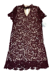 NWT altar’d state dress M maroon Crochet Lace grandmacore whimsical - Picture 1 of 23