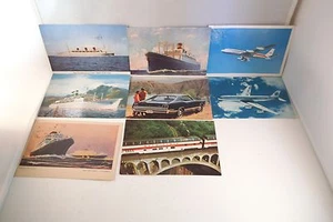 Vintage Konvolut 8 Postkarten Transport Pan Am Flugzeug Schiff Auto Zug - Bild 1 von 12
