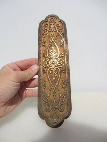 Antique Copper Finger Plate Push Door Handle Early Victorian Old Vintage Cover