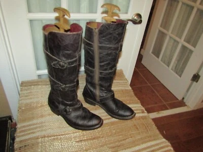 Ariat 10007059 Women 8.5 B Dark Brown Leather Upper Sole Side Zip Moto Boot Rare - Image 1 of 4