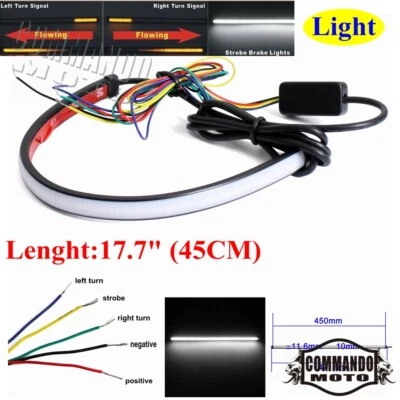 45cm Motorcycle LED DRL Strip Sequential Flow Rear Turn Signal Running Lights - Image 1 of 4