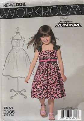 New Look Sewing Pattern 6065 Dress Straps Project Runway Girls Size 3 -8 New - Image 1 of 4
