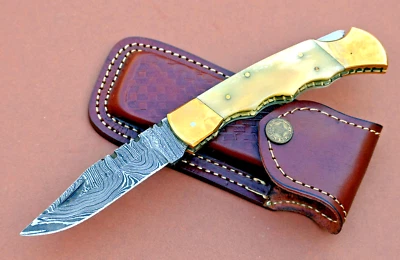 Damascus Steel TACTICAL Folding blade Pocket Knife Back Lock Survival edc Knife - Image 1 of 4