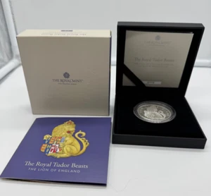 2022 Royal Mint Silver Proof 1oz £2 Royal Tudor Beasts Lion Of England Cased/COA - Picture 1 of 3
