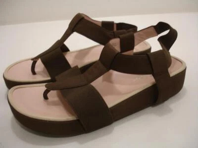 Women's 8 M Taryn Rose Adam Thong Sandals Slingback Elastic Nubuck Leather Wedge - Image 1 of 4