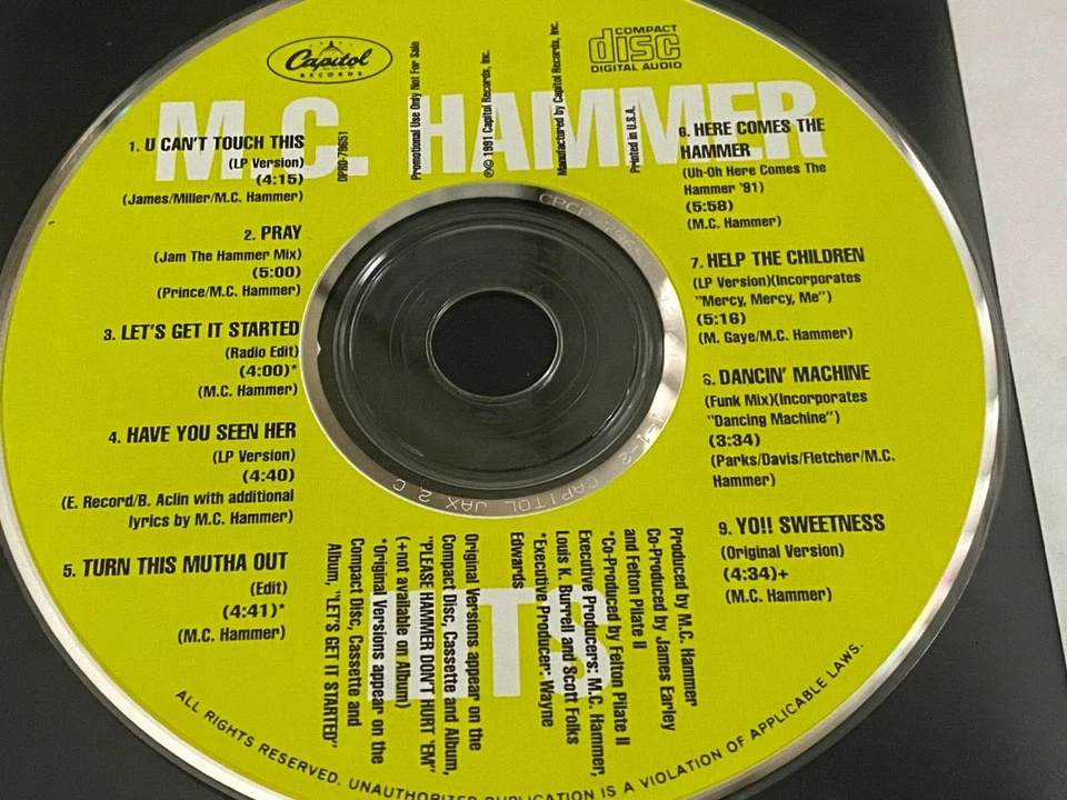 M.C. HAMMER Hits UNPLAYED Promo Only 9 Track CD Sampler - Image 1 of 1