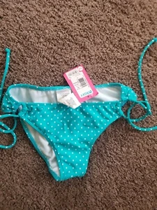 Roxy 70's Lowrider Tie Swimsuit Bottoms Women's Swim Blue Ladies Small  - Picture 1 of 3