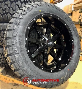 4) 20x10 Moto Metal MO970 Black Wheels 33" AT RT Tires 5x5 Jeep Wrangler JK JL - Picture 1 of 7