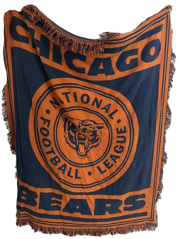 Vintage Chicago Bears Reversible Blanket Quilt Throw 90s NFL 56"x46" Cover