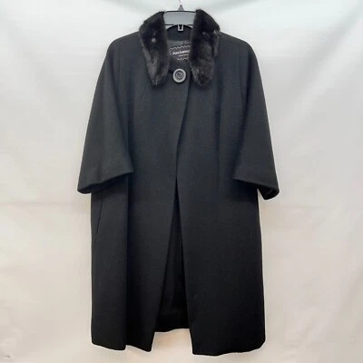 Capa Julius Garfinckel & Co Forstmann negra 100 % lana con cuello de piel talla M/L Foto 1 de 4