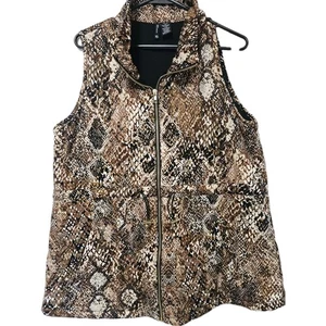 Womens New Directions Lined Animal Print Sleeveless Vest Size XL/0X Full Zip EUC - Picture 1 of 7