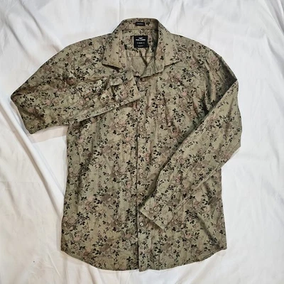 Camisa Park Avenue "Work" com botões, estampa floral oliva masculina M - Imagem 1 de 4