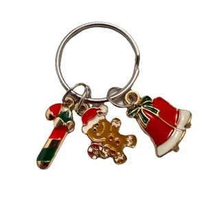Lot 3 CHRISTMAS Charms Keychain For Women Metal Bag Charm Jewelry Bracelet Gold - Picture 1 of 7