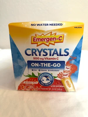 CRISTALES EMERGEN C 500 MG SOBRE LA MARCHA SIN AGUA FRESA 8,4 OZ 60 PAQUETES Foto 1 de 4