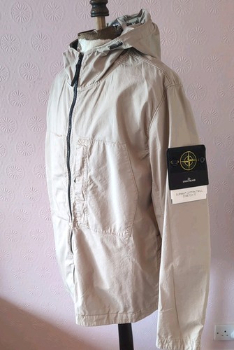giacca con cappuccio originale Stone Island supima cotone colore beige XL taglio certificatologo