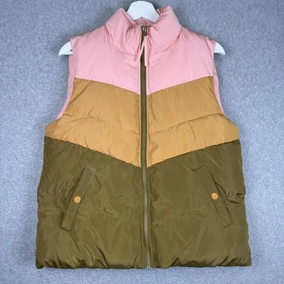 Chaleco acolchado Sundance Eclipse para mujer pequeño bloque de color rosa mostaza oliva cremallera Foto 1 de 4