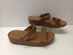Fitflop Lulu Toboganes Ajustables Para Mujer • Cuero Tostado Reino Unido Talla 8 • Sandalias • En muy buena condición - Imagen 1 de 11